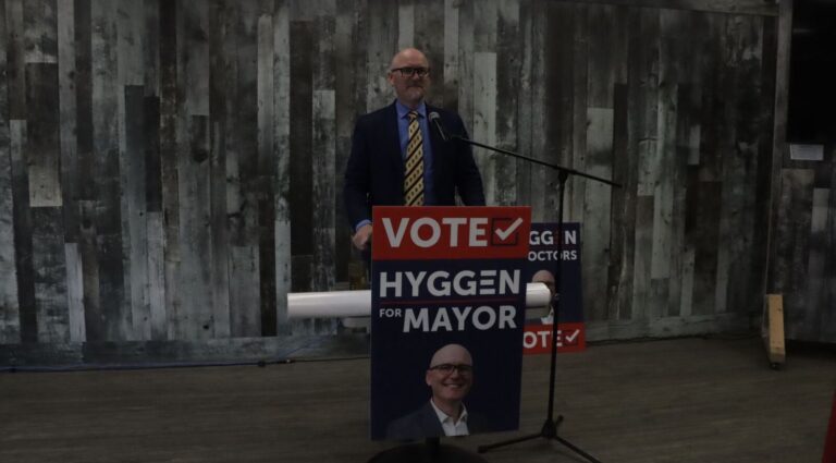Mayoral Candidate Baine Hyggen announces his bid for re-election in the fall (Photo by mylethbridgenow.com staff)